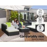 Gardeon 9-Piece Outdoor Sofa Set Wicker Couch Lounge Setting 7 Seater - Image 6