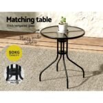 Gardeon 5PC Bistro Set Outdoor Table and Chairs Stackable Outdoor Furniture Black - Image 6