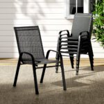 Gardeon 6PC Outdoor Dining Chairs Stackable Lounge Chair Patio Furniture Black - Image 7