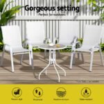 Gardeon 6PC Outdoor Dining Chairs Stackable Lounge Chair Patio Furniture White - Image 4