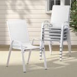 Gardeon 6PC Outdoor Dining Chairs Stackable Lounge Chair Patio Furniture White - Image 7