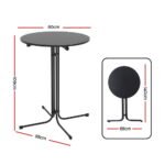 Gardeon Outdoor Bar Table Round Folding Desk Top 109cm Patio Furniture Black - Image 2