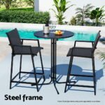 Gardeon Outdoor Bar Table Round Folding Desk Top 109cm Patio Furniture Black - Image 6
