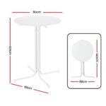 Gardeon Outdoor Bar Table Round Folding Desk Top 109cm Patio Furniture White - Image 2