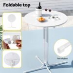 Gardeon Outdoor Bar Table Round Folding Desk Top 109cm Patio Furniture White - Image 5