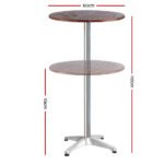 Gardeon Outdoor Bar Table Wooden Cafe Table Aluminium Pole Round - Image 2