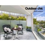 Gardeon Outdoor Bar Table Wooden Cafe Table Aluminium Pole Round - Image 3