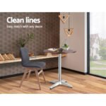 Gardeon Outdoor Bar Table Wooden Cafe Table Aluminium Pole Round - Image 4