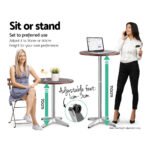 Gardeon Outdoor Bar Table Wooden Cafe Table Aluminium Pole Round - Image 5