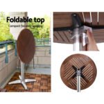 Gardeon Outdoor Bar Table Wooden Cafe Table Aluminium Pole Round - Image 6