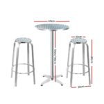 Gardeon 3-Piece Outdoor Bar Set Bistro Table Stools Adjustable Round Cafe - Image 2
