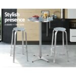 Gardeon 3-Piece Outdoor Bar Set Bistro Table Stools Adjustable Round Cafe - Image 3