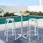 Gardeon 3-Piece Outdoor Bar Set Bistro Table Stools Adjustable Round Cafe - Image 7