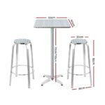 Gardeon 3-Piece Outdoor Bar Set Bistro Table Stools Adjustable Square Cafe - Image 2