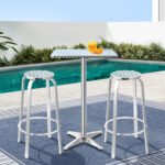 Gardeon 3-Piece Outdoor Bar Set Bistro Table Stools Adjustable Square Cafe - Image 8