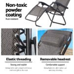 Gardeon 2PC Zero Gravity Chair Folding Outdoor Recliner Adjustable Sun Lounge Camping Beige - Image 5
