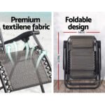 Gardeon 2PC Zero Gravity Chair Folding Outdoor Recliner Adjustable Sun Lounge Camping Beige - Image 6