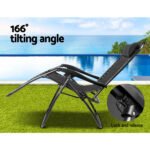 Gardeon 2PC Zero Gravity Chair Folding Outdoor Recliner Adjustable Sun Lounge Camping Black - Image 5