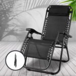 Gardeon 2PC Zero Gravity Chair Folding Outdoor Recliner Adjustable Sun Lounge Camping Black - Image 7