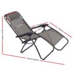 Gardeon 2PC Zero Gravity Chair Folding Outdoor Recliner Adjustable Sun Lounge Camping Grey - Image 2