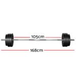 Everfit 58kg Barbell Set Weight Plates Bar Lifting Bench 168cm - Image 2