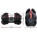 Everfit 24kg Dumbbells Adjustable Dumbbell Weight Plates Home Gym 2pcs - Image 2