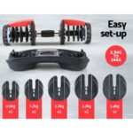 Everfit 24kg Dumbbells Adjustable Dumbbell Weight Plates Home Gym 2pcs - Image 5