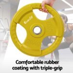 Everfit Weight Plates Olympic 20kgx2 Dumbbell Barbell Plate Weight Lifting Home Gym Yellow - Image 4