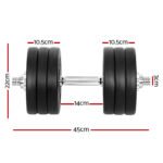 Everfit 35kg Dumbbell Set Weight Plates Dumbbells Lifting Bench - Image 2