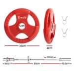 Everfit Barbells Set 36kg 120cm Dumbbell Barbell Plate Weight Lifting Home Gym Red Lifting - Image 2