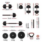 Everfit 40kg Adjustable Dumbbells Set Kettle Bell Weight Plates Barbells Gym - Image 2