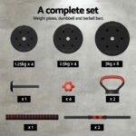Everfit 40kg Adjustable Dumbbells Set Kettle Bell Weight Plates Barbells Gym - Image 6
