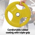 Everfit Barbells 46KG 120CM Dumbbell Barbell Plate Weight Lifting Home Gym Yellow - Image 4