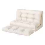 Artiss Floor Lounge Sofa Bed 2 Seater Pillow Leather White - Image 7