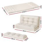 Artiss Floor Lounge Sofa Bed 2 Seater Pillow Leather White - Image 2