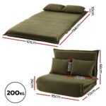 Artiss Floor Lounge Sofa Bed Foldable 2 Seater Green - Image 2