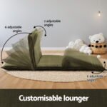 Artiss Floor Lounge Sofa Bed Foldable 2 Seater Green - Image 4