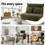 Artiss Floor Lounge Sofa Bed Foldable 2 Seater Green - Image 6