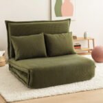 Artiss Floor Lounge Sofa Bed Foldable 2 Seater Green - Image 7