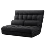 Artiss Floor Lounge Sofa Bed 2-seater Charcoal Suede - Image 8