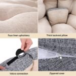 Artiss Floor Lounge Sofa Bed Chair Foldable Washable Beige - Image 6