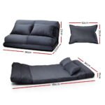 Artiss Floor Lounge Sofa Bed 2-seater Charcoal Suede - Image 2