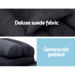 Artiss Floor Lounge Sofa Bed 2-seater Charcoal Suede - Image 4