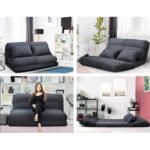 Artiss Floor Lounge Sofa Bed 2-seater Charcoal Suede - Image 7