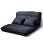 Artiss Floor Lounge Sofa Bed 2-seater Charcoal Suede - Image 8