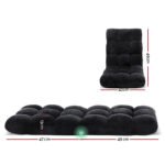 Artiss 2X Lounge Sofa Bed Flannel Fabric Black - Image 2
