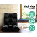 Artiss 2X Lounge Sofa Bed Flannel Fabric Black - Image 4