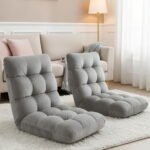 Artiss 2X Lounge Sofa Bed Flannel Fabric Grey - Image 7
