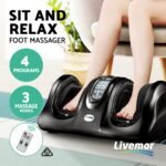 Livemor Foot Massager Shiatsu Massagers Electric Remote Roller Kneading Black - Image 4