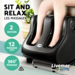 Livemor Foot Massager Shiatsu Massagers Electric Roller Calf Leg Kneading Black - Image 3